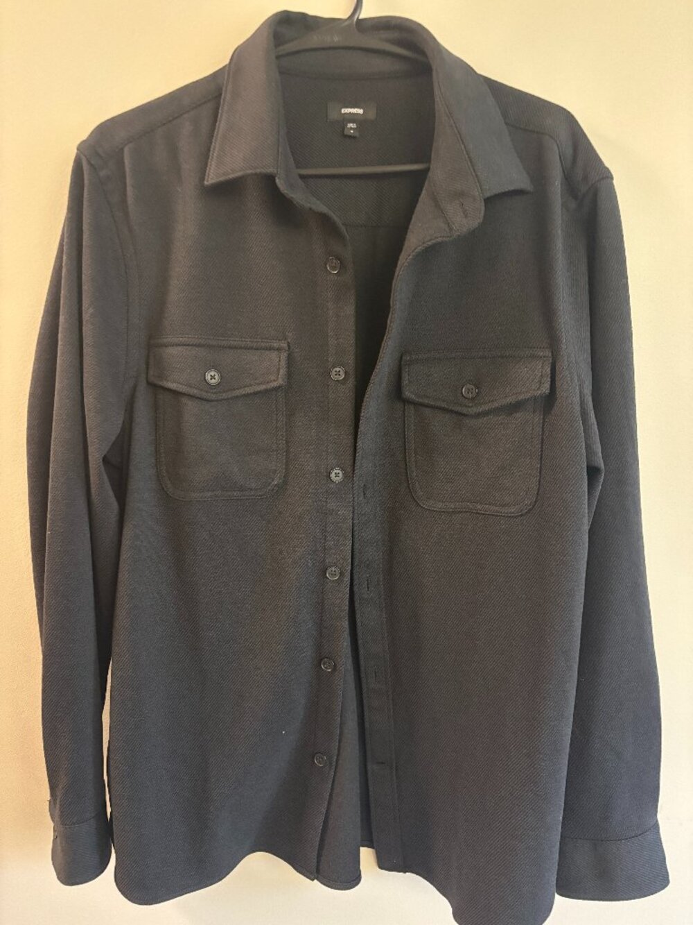 Express Men's Black Textured Button-Up Shirt Jacket Shacket | Size M